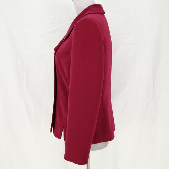 Le Suit Jacket Petites 8P Raspberry Pink Crepe Lined Double Breasted Career - Picture 10 of 13
